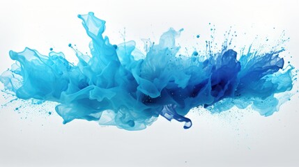 Obraz premium Abstract blue ink in water creating vibrant, dynamic patterns and textures against a white background. Ideal for artistic projects.