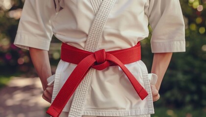 Karate belt tying symbolizes discipline and tradition in the context of summer olympics sport