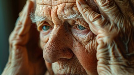 An elderly person looks frustrated and overwhelmed during a difficult brainstorming session