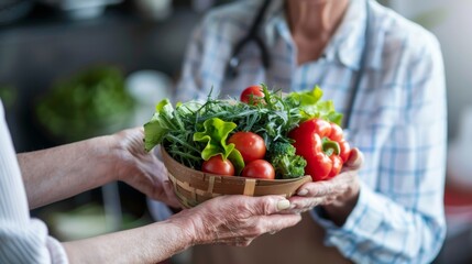 A nutritionist at the clinic educating an elderly patient on foods that can help improve memory