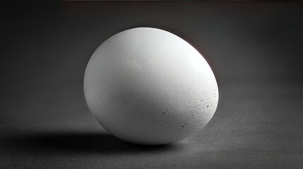   A white egg sits atop a table beside a monochrome photograph of a bird's perspective