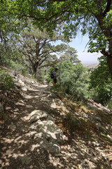 Hiker on the trail at Guadalupe Mountains National Park, Texas