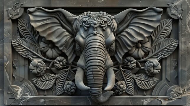 Mural 3d effect dark color, wallpaper, wall art. AI generated illustration