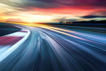 Motion blurred evening circuit road for Formula 1