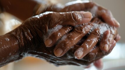 A closeup image of a persons hands being washed by a caregiver illustrating the role of personal hygiene in preventing neurodegenerative diseases