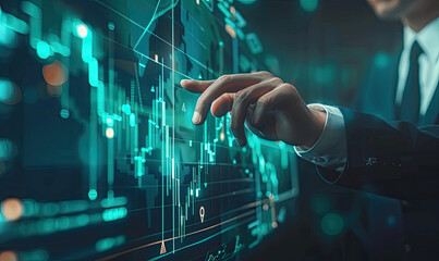 Businessman analyzing digital financial chart