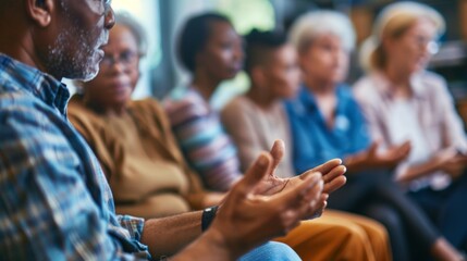 A group of seniors participating in a brain health workshop discussing the benefits and proper usage of supplements for cognitive function