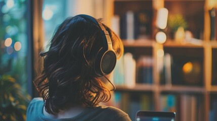 A person listening to music while studying with a caption highlighting how incorporating music can enhance memory and learning