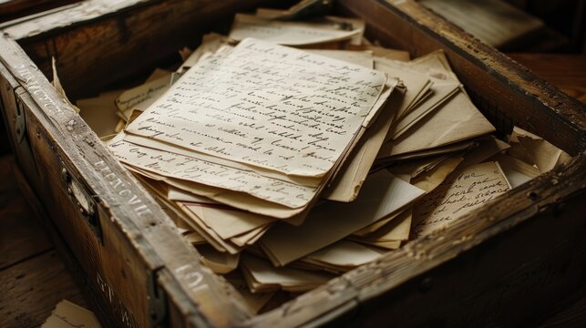 A box of handwritten letters and cards evoking sentimental feelings and memories for the recipient
