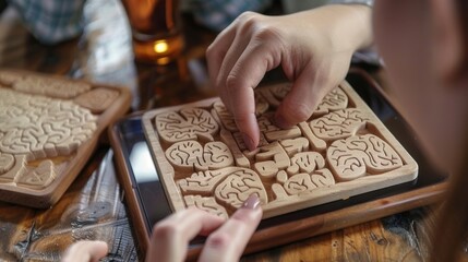 A person playing a handheld brain teaser game to keep their mind sharp