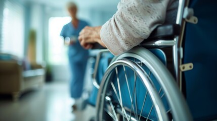 Obraz premium An image of a home health aide using adaptive tools to assist a client with limited mobility in selffeeding