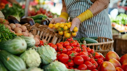 A person shopping for ingredients at a local farmers market emphasizing the value of choosing fresh locallysourced foods for a brainhealthy diet