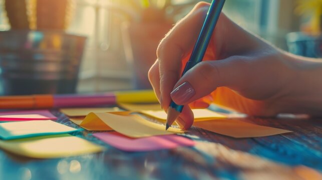 A hand writing Today is going to be a great day on a sticky note