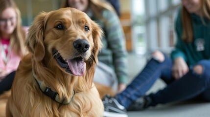 A therapy dog and its handler visit a college campus providing stress relief and memory support for...