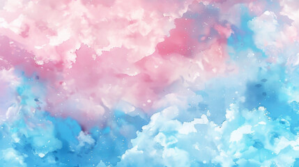 Fototapeta premium Abstract background with pastel colors, pink and blue sky with clouds, vector illustration, banner design for poster or greeting card, landscape