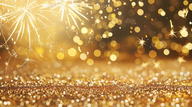 abstract gold glitter background with dazzling fireworks ideal for celebrating new years eve christmas or other joyous occasions