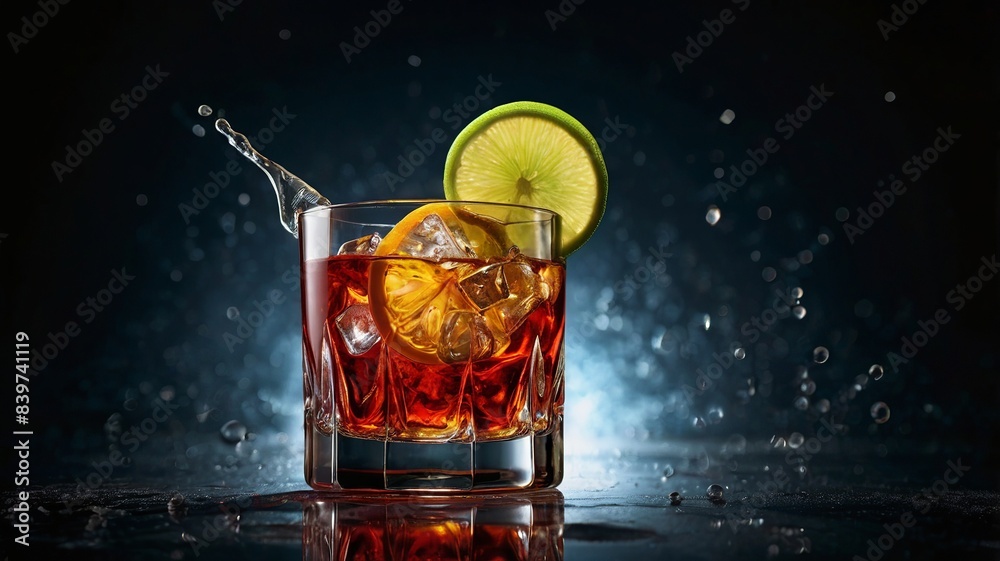 Wall mural whiskey with ice in a glass