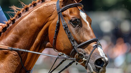 Obraz premium Modern pentathlon equestrian show jumping at summer olympics, precision and harmony on display