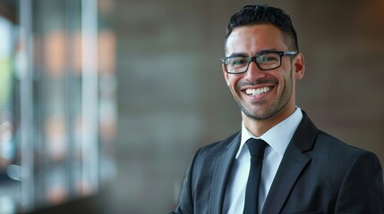 Fototapeta premium confident professional man in suit and tie smiling at camera business portrait photography
