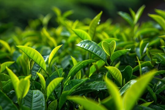 Tea leaves at Munnar plantation in India