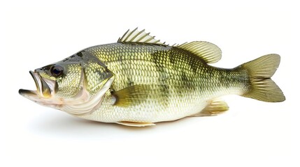 Fototapeta premium fresh largemouth bass isolated on white vibrant fish photography