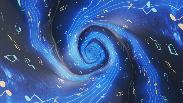 Fantasy Musical Notes Tunnel Animation Background, Loop
