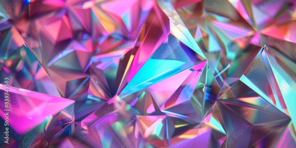 Poster abstract geometric prisms intersecting in holographic light