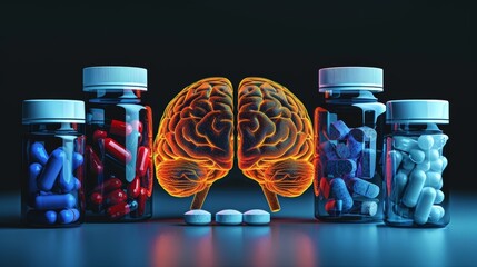 A visual representation of the benefits of brain health supplements with before and after brain scans showing improved cognitive function