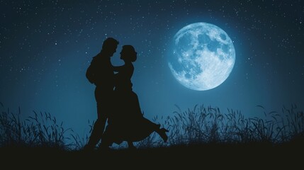 An elderly couple dancing in the moonlight representing the benefits of a regular sleep schedule in maintaining energy and vitality in old age