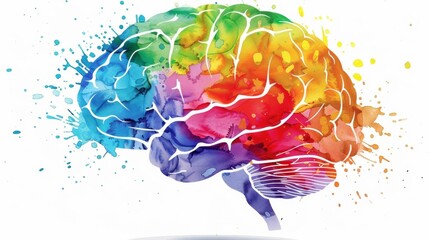 An illustration of a brain with different colors representing different activities that can improve brain function such as reading socializing and learning new skills
