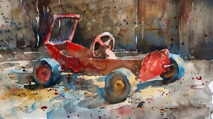 A watercolor of a favorite childhood toy bringing back fond memories of playtime