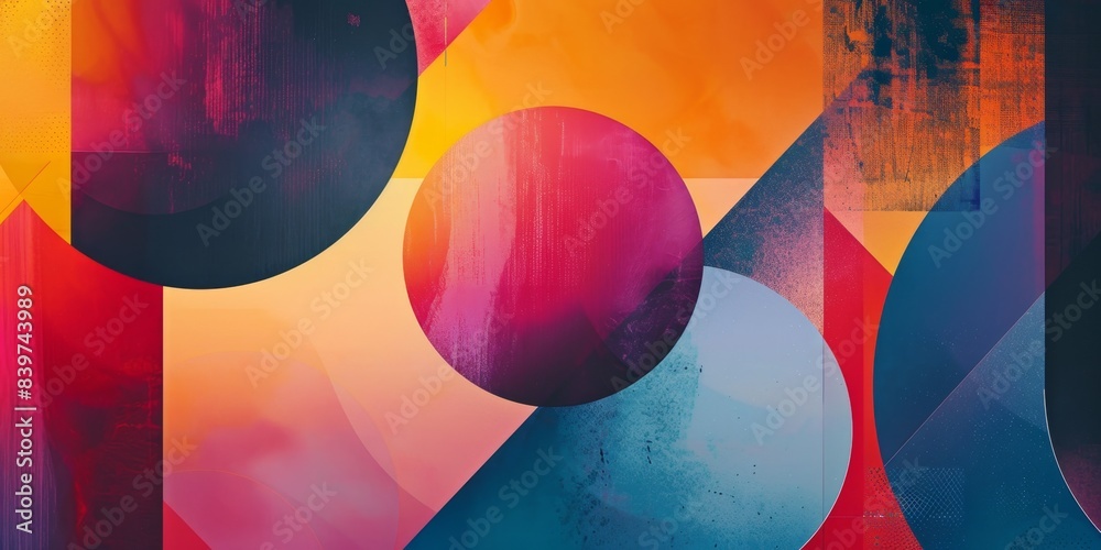 Poster Abstract Composition With Overlapping Geometric Shapes in Vibrant Colors
