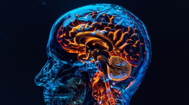 An MRI scan showing increased brain activity in the prefrontal cortex after participating in a cognitive training program