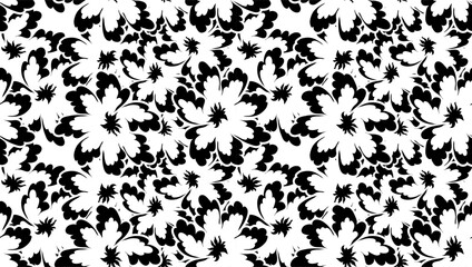 Abstract flower pattern design. Black and white pattern.