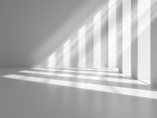 An original background image for design or product presentation, with a play of light and shadow, in light gray tones