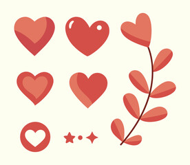 Assortment of Love Elements in Flat Design