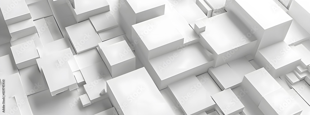 Poster minimalist white 3d cubes abstract background with geometric shapes and subtle shadows