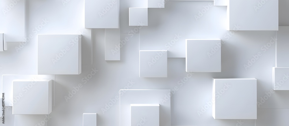 Poster modern white 3d geometric cubes abstract background with clean design and soft lighting