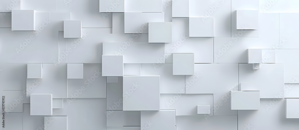 Wall mural simple white 3d geometric cubes background with minimalistic design and soft reflections