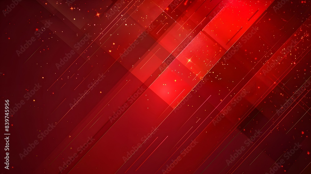 Wall mural dynamic red abstract background with geometric shapes, sparkles, and gradients