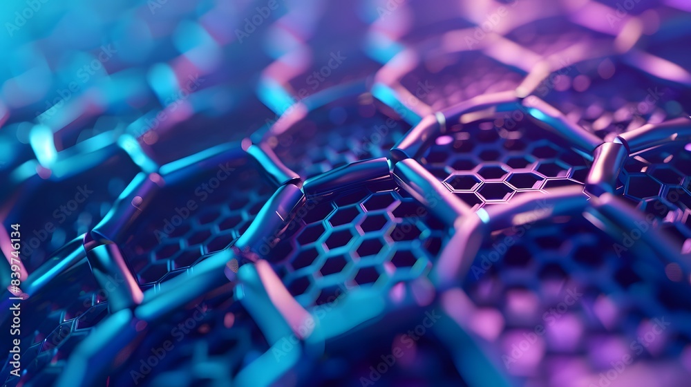 Canvas Prints high-tech carbon honeycomb pattern with glowing pink and blue accents, 3d rendering