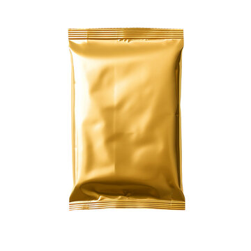 gold package, white background