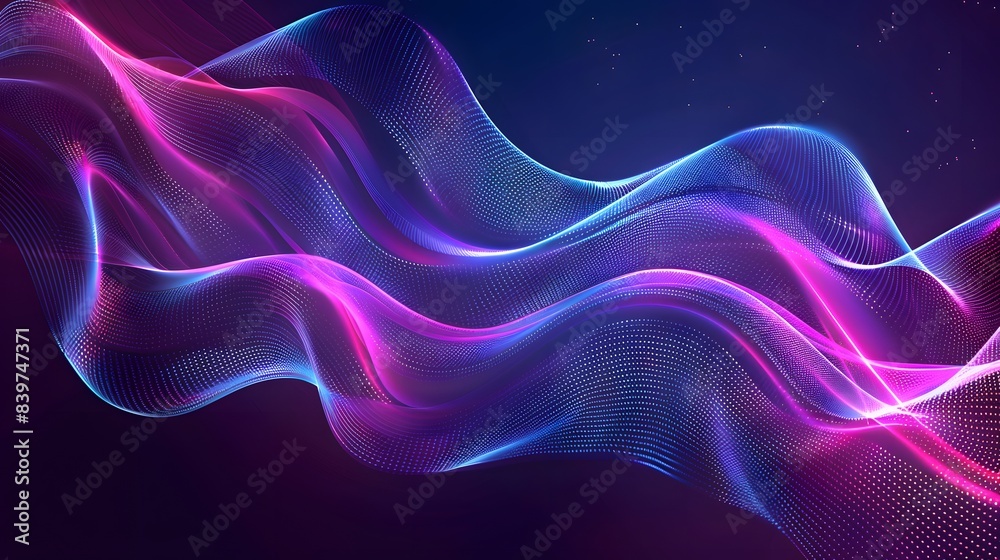 Canvas Prints electrifying abstract image showcasing fluid, wave-like neon light patterns in vibrant shades of pur