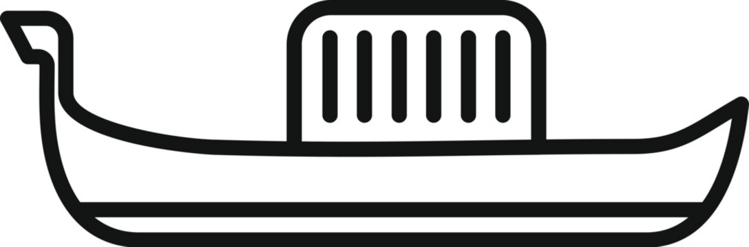 recommend clip art: Simple outline icon representing a gondola floating on a canal
