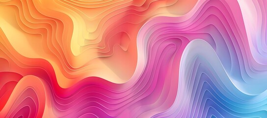 Abstract Background with Pink, Yellow, and Blue Layers and Smooth Wave Patterns for Modern Design