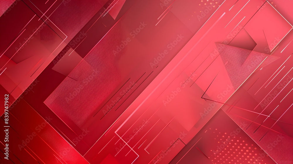 Sticker angular red abstract background with layered geometric shapes and particles, creating a dynamic and 
