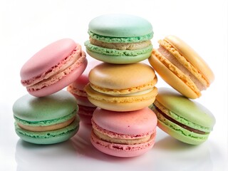 Obraz premium Colorful macaroons isolated on white background. Ai generated