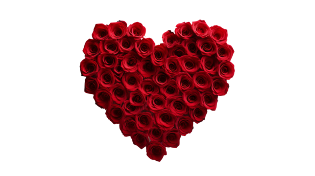 heart made of red rose petals
