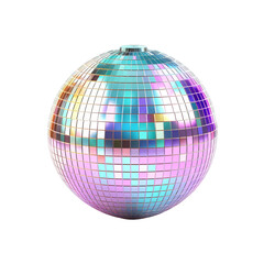 iridescent disco ball isolated on white