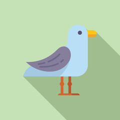 Minimalist vector illustration of a seagull standing on a green background